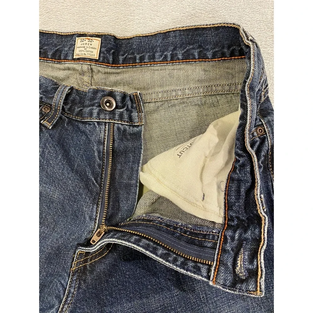 J Crew Jeans Mens 32x32 Blue Dark Wash Denim Measures 32x32 Handmade In Canada